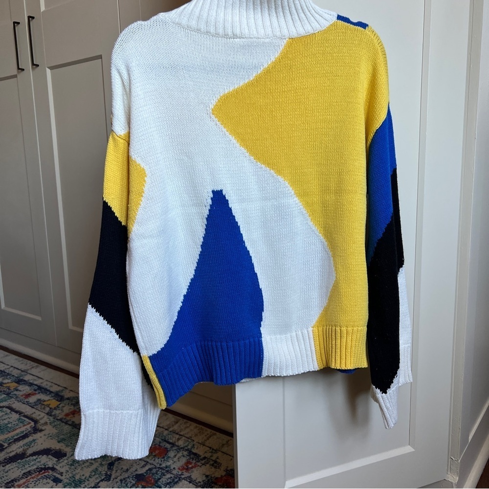 Anthropologie Callahan Knitwear Color Block Mock Neck Chunky Sweater small - Picture 3 of 6